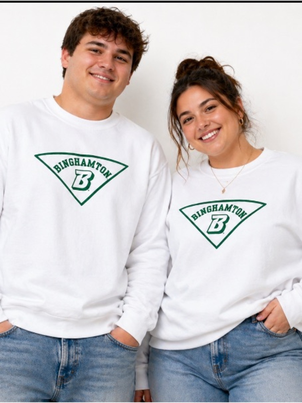 Binghamton University Bearcat Unisex Mens Womens White Sz XXL Sweatshirt NWT